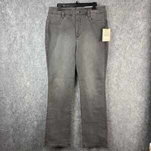 NYDJ High‎ Rise Marilyn Straight Jeans Womens 14 Gray Lift Tuck Technology New